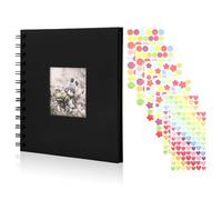 APOMOONS Pequeño álbum de fotos para diseñar tú mismo, album fotos para pegar 17x17cm, álbum de fotos 20 hojas páginas negras de recortes con 6 pegatinas para bebé familias aniversarios