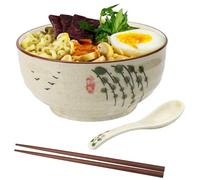 APOMOONS Ramen Bowl,Juego de Tazón de Ramen,Cuencos Sopa,Ramen Cuenco,Bol Ramen Japones,Cuenco Ceramica,Cuenco Ramen con Cuchara Palillos,Ramen Bowl,Tazones de Sopa de Porcelana,Ensaladeras 850ml