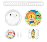 APOMOONS Set para hacer 20 chapas con 2 alfileres, chapas DIY para diseñar tú mismo, chapas acrílicas en blanco de 58 mm, pins para tarjetas con foto etiquetas con nombre ropa