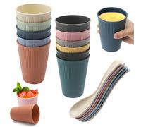 APOMOONS Vasos de Plástico Reutilizables 0,35 L - Set de 12 en 6 Colores de Polipropileno - Tazas de Café para Casa, Fiestas y Regalos de Mudanza