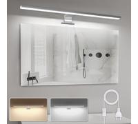 APONUO Lámpara LED de Baño 60cm | Espejo de Luz 15W | 4000K | 6000K | 1500lm | IP44 | Iluminación de Armario de Maquillaje de Acero Inoxidable 600mm Con Interruptor