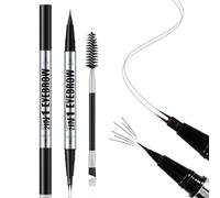 Apooliy Lápiz de cejas resistente al agua, set de pincel y lápiz de cejas Microblading de 2 puntas, lápiz de cejas líquido ultrapreciso, lápiz de maquillaje de cejas para mujeres