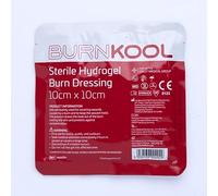 Apósito de hidrogel estéril BurnKool de primeros auxilios, 10 cm x 10 cm, ideal para escaldaduras y quemaduras solares, efecto refrescante, heridas húmedas