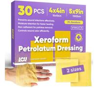 Apósito de petrolato Xeroform de 30 unidades - 2 tamaños: 10.2 cm x 10.2 cm y 12.7 cm x 22.9 cm - Almohadillas de gasa no adherentes - Parche de gasa de malla fina estéril - Suministros sanitarios
