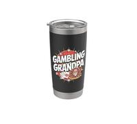 Apostando Abuelo Divertido Casino Jugador Vaso térmico de acero inoxidable de doble pared