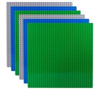 Apostrophe Games Bloques De Construcción Placas Base Clásica Compatibles con Todas Las Principales Marcas (Paquete de 6 (Verde, Azul, Gris))