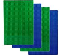 Apostrophe Games Placas Base de Bloques de Construcción Compatibles con Las Principales Marcas Placas Base Verdes de 19,2 cm x 28,8 cm (2X Verde y 2X Azul)