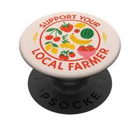Apoya a tu agricultor local Camisa de frutas coloridas para hombres, mujeres y niños PopSockets PopGrip Adhesivo