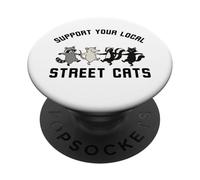 Apoya a tu Gato Callejero Locales Raccoon Zarigüeya Skunk PopSockets PopGrip Adhesivo