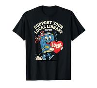 APOYA A TU LIBLIOTECA Local Personal Retro Book Mascot Camiseta