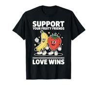 Apoya a Tus Amigos afrutados, el Amor GANA el Orgullo Retro LGBTQ Camiseta