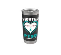 Apoya al luchador de conciencia sobre el TEPT - Teal Ribbon PTSD Concientización Vaso térmico de acero inoxidable de doble pared