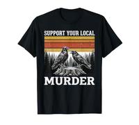 Apoya tu Asesinato Local Cuervo Cuervo Negro Retro Gótico Camiseta