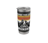Apoya tu asesinato local Cuervo Cuervo Negro Retro Gótico Vaso térmico de acero inoxidable de doble pared