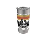 Apoya tu asesinato local Cuervo Cuervo Negro Retro Gótico Vaso térmico de acero inoxidable de doble pared