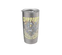 Apoya tu asesinato local de cuervos divertidos pájaros sarcásticos Vaso térmico de acero inoxidable de doble pared
