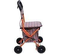 Apoyabrazos asistido por andador, andador de aluminio rojo con asiento y bolsa debajo del asiento, altura plegable y ajustable, anhelo de compras