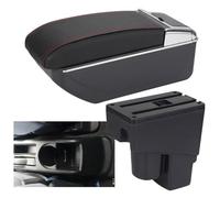 Apoyabrazos Caja Almacenamiento Para Ajuste Para Jazz 1 2003-2007 Organizador De Apoyabrazos Central Caja De Almacenamiento Reposabrazos Accesorios Interiores(D-black Red No Usb)