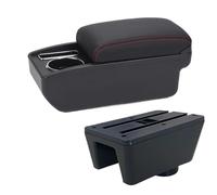 Apoyabrazos Coche Para Seat Para Ibiza Reposabrazos, Caja De Almacenamiento Para Coche Piezas Reacondicionamiento Accesorios Interiores(C1 Black red NO USB)