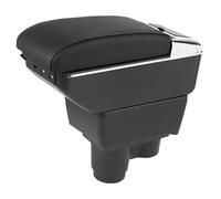 Apoyabrazos Compatible con Dacia Duster II 2019-2023 Apoya Brazos Coche Consola Reposabrazos Central Tapizado Caja de Almacenamiento Cuero con 7 Puertos USB - Cuero Negro de la PU