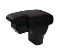 Apoyabrazos Compatible con Nissan Juke/Infiniti ESQ 2011-2019 Apoya Brazos Coche Consola Reposabrazos Central Tapizado Caja de Almacenamiento Cuero con 3 Puertos USB - Línea Roja