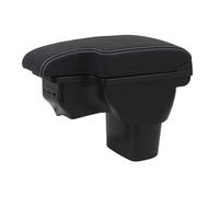 Apoyabrazos Compatible con Nissan Juke/Infiniti ESQ 2011-2019 Apoya Brazos Coche Consola Reposabrazos Central Tapizado Caja de Almacenamiento Cuero con 3 Puertos USB - Línea Blanca