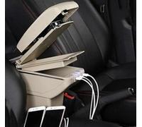 Apoyabrazos Compatible Con Opel Para Vauxhall Para Astra Para Corsa Para Mokka Para Tigra Para Zafira Tourer 7USB Consola Central Reposabrazos Giratorio Caja Almacenamiento Reposabrazos(Beige)