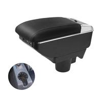 Apoyabrazos Compatible con Opel/Vauxhall Astra H 2004-2009 Apoya Brazos Coche Consola Reposabrazos Central Tapizado Caja de Almacenamiento Cuero con 7 Puertos USB - Cuero Negro de la PU