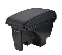 Apoyabrazos Compatible con VW Polo 2019 2020 2021 2022 2023 2024 Apoya Brazos Coche Consola Reposabrazos Central Tapizado Caja de Almacenamiento Cuero con 3 Puertos USB - Cuero Negro de la PU