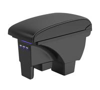 Apoyabrazos Compatible con VW Polo 2019 2020 2021 2022 2023 2024 Apoya Brazos Coche Consola Reposabrazos Central Tapizado Caja de Almacenamiento Cuero con 3 Puertos USB - Línea Blanca