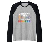 Apoyar la neurodiversidad La Conciencia del Autismo es un gráfico Clave Camiseta Manga Raglan