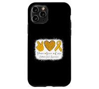 Apoyo a la cinta de concientización sobre el cáncer infantil Peace Love Cure Carcasa para iPhone 11 Pro