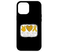 Apoyo a la cinta de concientización sobre el cáncer infantil Peace Love Cure Carcasa para iPhone 12 Pro Max