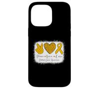 Apoyo a la cinta de concientización sobre el cáncer infantil Peace Love Cure Carcasa para iPhone 14 Pro Max