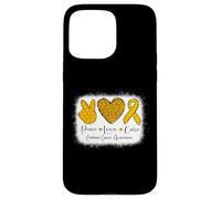 Apoyo a la cinta de concientización sobre el cáncer infantil Peace Love Cure Carcasa para iPhone 15 Pro Max