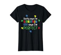 Apoyo a la Conciencia del Autismo Dios Dice Autista Camiseta gráfica económica, Mujer, Negro, L
