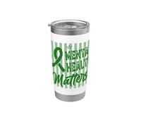 Apoyo a la concienciación sobre la salud mental de Green Ribbon Vaso térmico de acero inoxidable de doble pared
