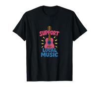 Apoyo a la música local: diseño colorido de guitarra para músicos Camiseta