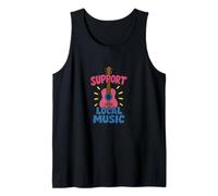 Apoyo a la música local: diseño colorido de guitarra para músicos Camiseta sin Mangas