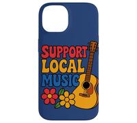 Apoyo a la música local: diseño colorido de guitarra para músicos Carcasa para iPhone 14