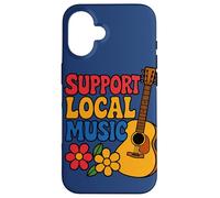 Apoyo a la música local: diseño colorido de guitarra para músicos Carcasa para iPhone 16