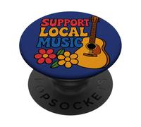 Apoyo a la música local: diseño colorido de guitarra para músicos PopSockets PopGrip Adhesivo
