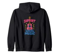 Apoyo a la música local: diseño colorido de guitarra para músicos Sudadera con Capucha