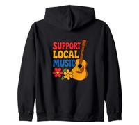Apoyo a la música local: diseño colorido de guitarra para músicos Sudadera con Capucha