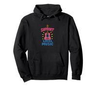 Apoyo a la música local: diseño colorido de guitarra para músicos Sudadera con Capucha