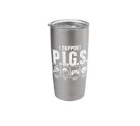 Apoyo a P.I.G.S. Pizza Cerveza Juegos Dormir Divertido Jugador Vaso térmico de acero inoxidable de doble pared