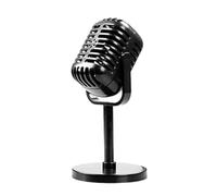 Apoyo de micrófono de estilo vintage - modelo de micrófono antiguo retro con soporte de metal, juguete de canto clásico de karaoke, diseño ergonómico confiable | Adecuado para temáticas