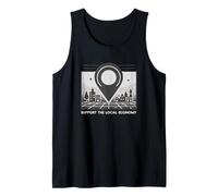 Apoyo Economía Local Mercado Comunidad Negocio Vintage Camiseta sin Mangas