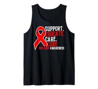 Apoyo Educar Cuidado Cura VIH SIDA Cinta Roja Infección por VIH Camiseta sin Mangas