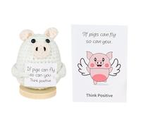 Apoyo emocional animal de crochet, animal de crochet positivo - Juguete de punto inspirador con tarjeta de afirmación - Animal divertido de novedad hecha a mano, decoración de alegría para el dormitor